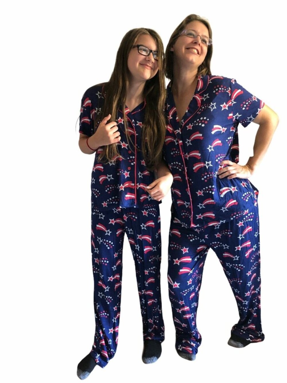 Pajamas Patriotic Stars Stripes Womens S Nite Nite Munki Munki PJs Short Sleeves